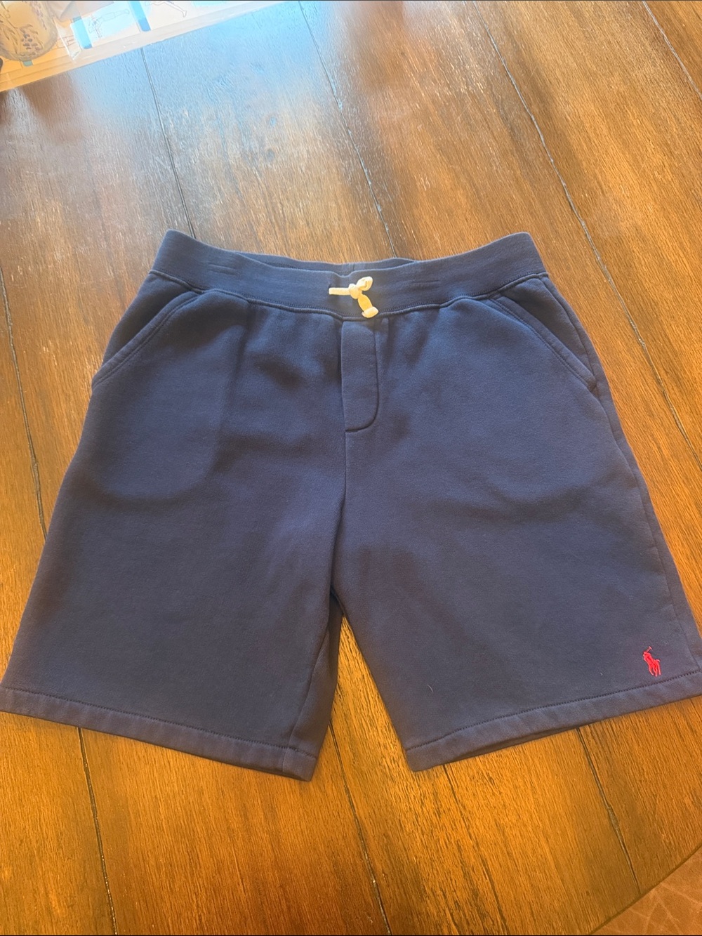 Ralph Lauren Navy Sweat Shorts with Red Polo Accent